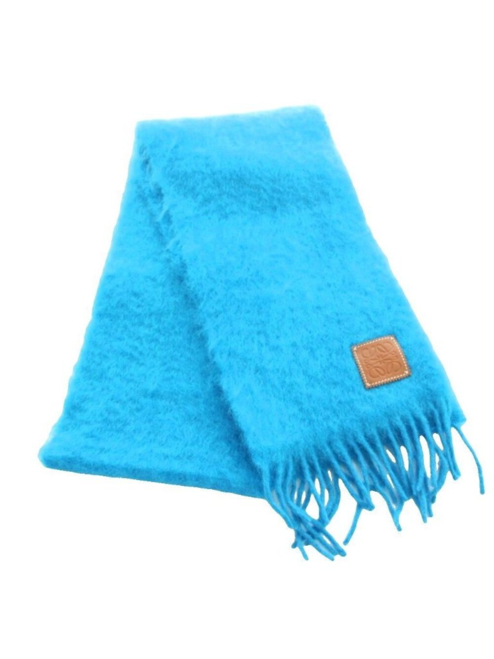 Loewe Scarf Fringe Mohair Wool Blend 192 Blue